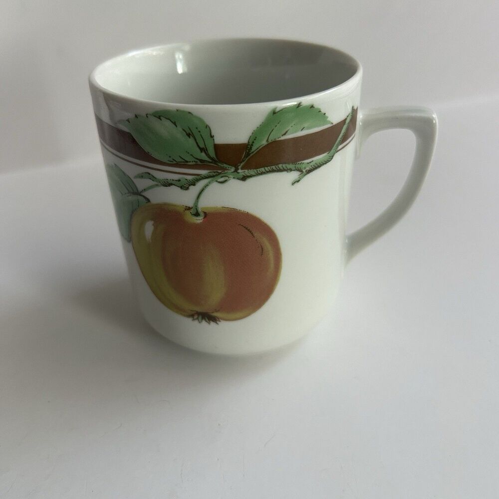 Vintage Czechoslovakia Porcelain Coffee Mug Tea Cup Apple Fruit Pattern